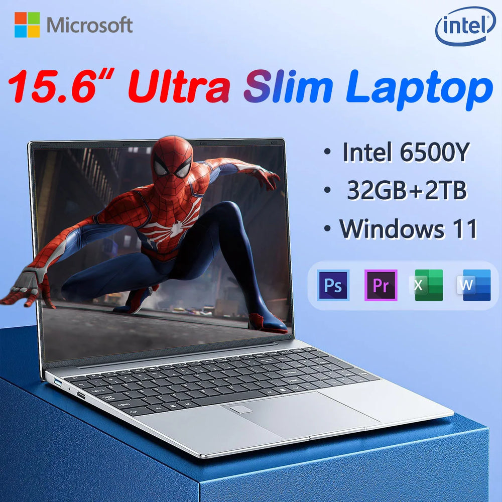 Lightweight 15.6" Laptop Intel 6500Y | 32GB RAM 2TB SSD Fingerprint Win11