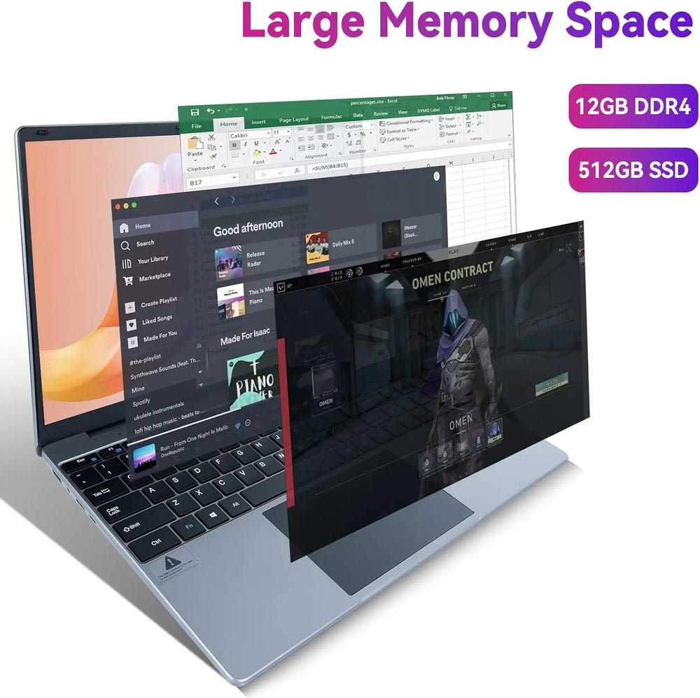 15.6" Laptop Intel N5095 | 12GB DDR4 512GB SSD 1080P IPS Windows 11
