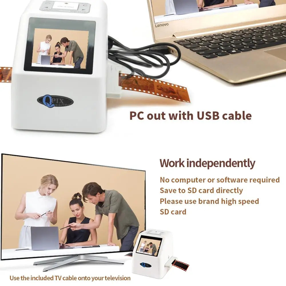 QPIX 35mm Film Scanner 22MP | Negative Slide 110 135 126KPK Digital Converter 2.4" LCD