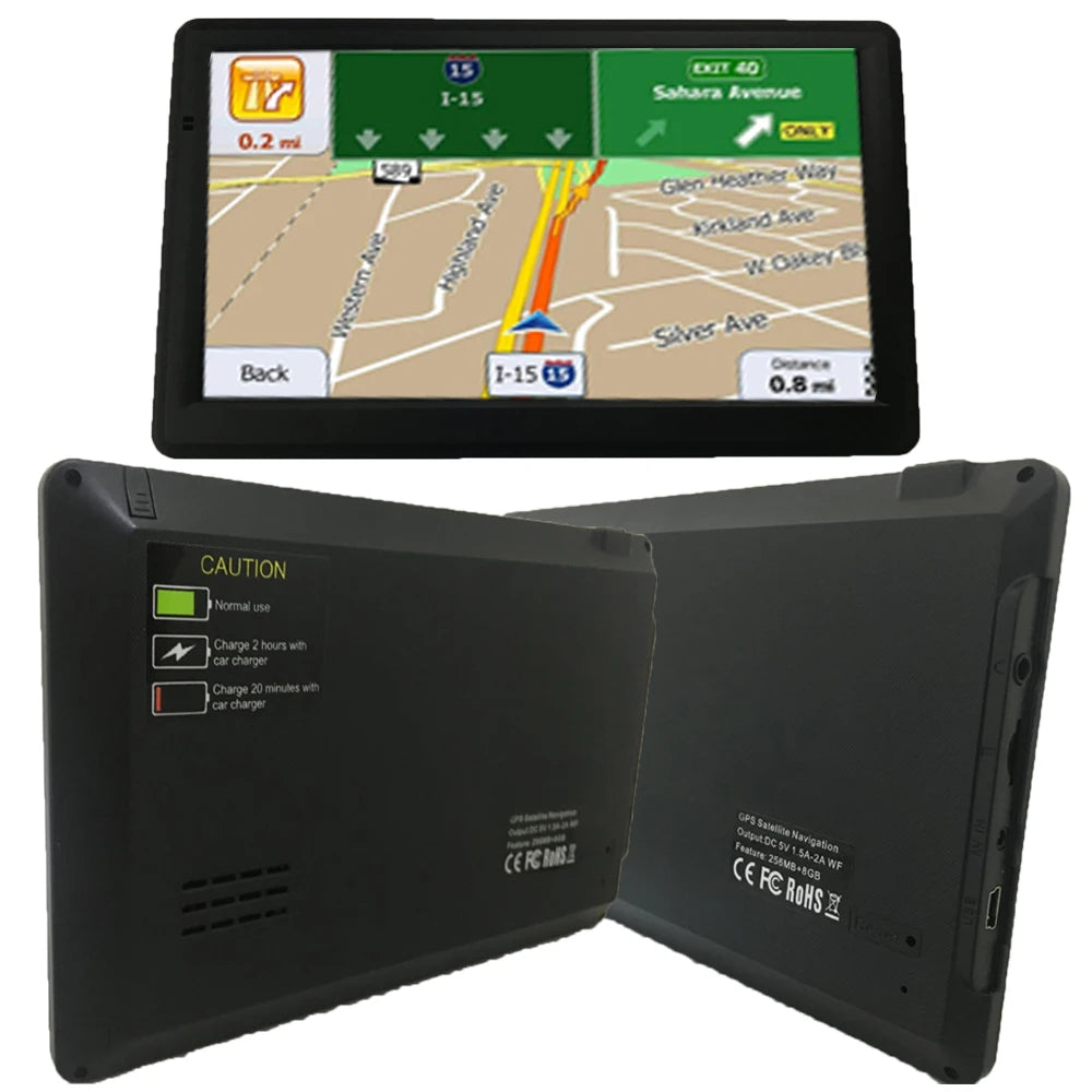 KMDRIVE 7" HD Car GPS Navigation | 256MB 8GB FM MP3/MP4 Player + Sunvisor