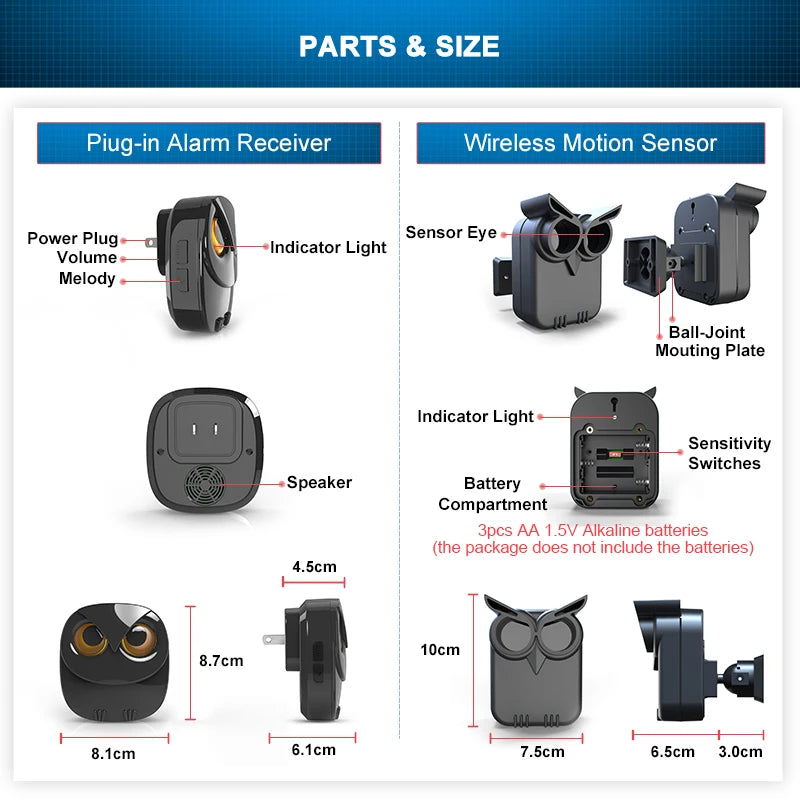 HTZSAFE Wireless Driveway Alarm System | Waterproof PIR Detector + Receiver