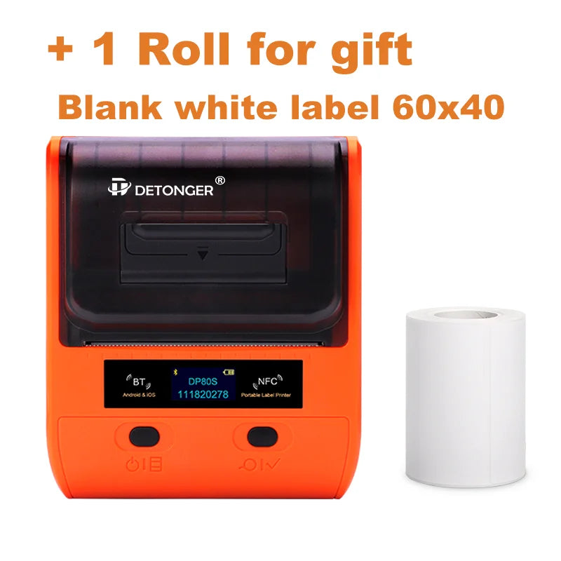 DETONGER DP80S 30-80mm Mini Thermal Printer BT | Barcode Label Sticker Maker Android iOS