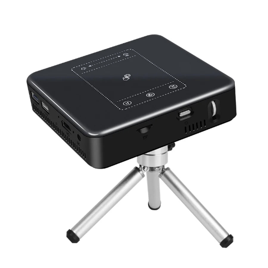 WZATCO D13 4K DLP Pocket Projector Android | WiFi Built-in Battery Smart Home Theater