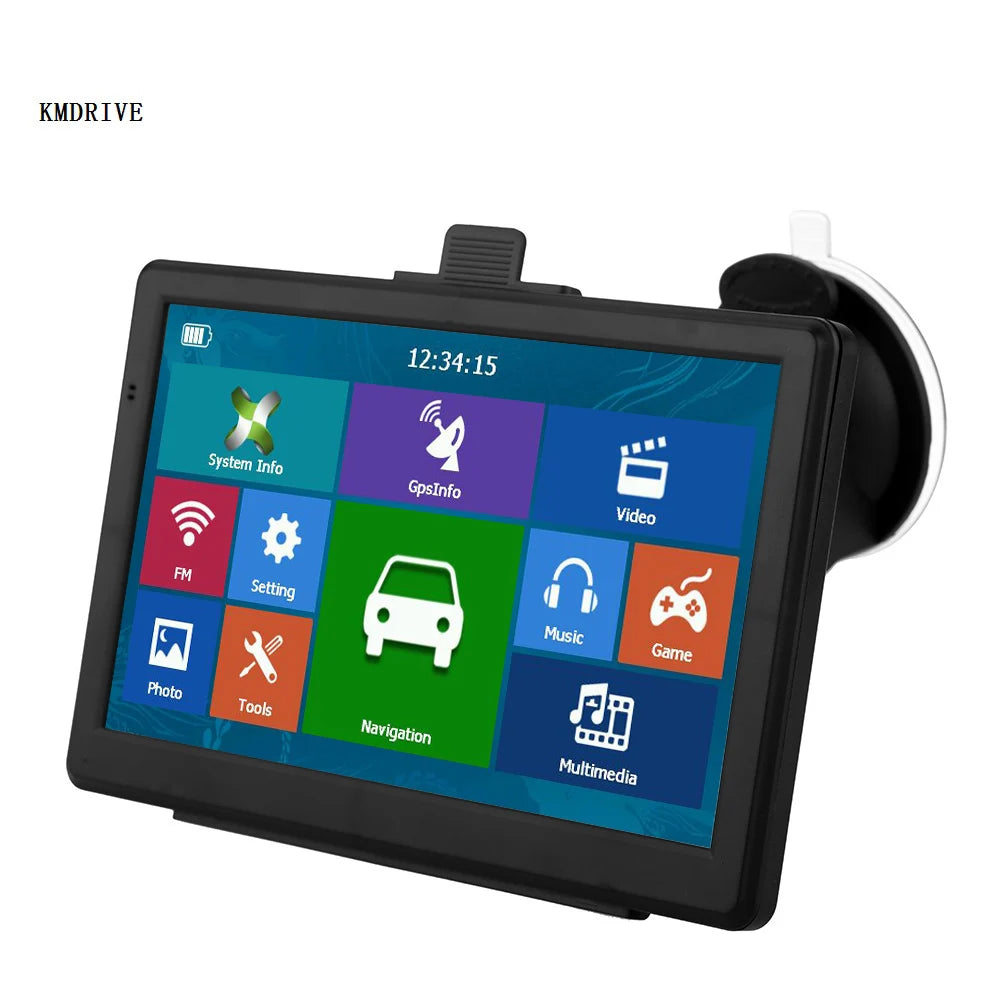 KMDRIVE 7" HD Car GPS Navigation | 256MB 8GB FM MP3/MP4 Player + Sunvisor