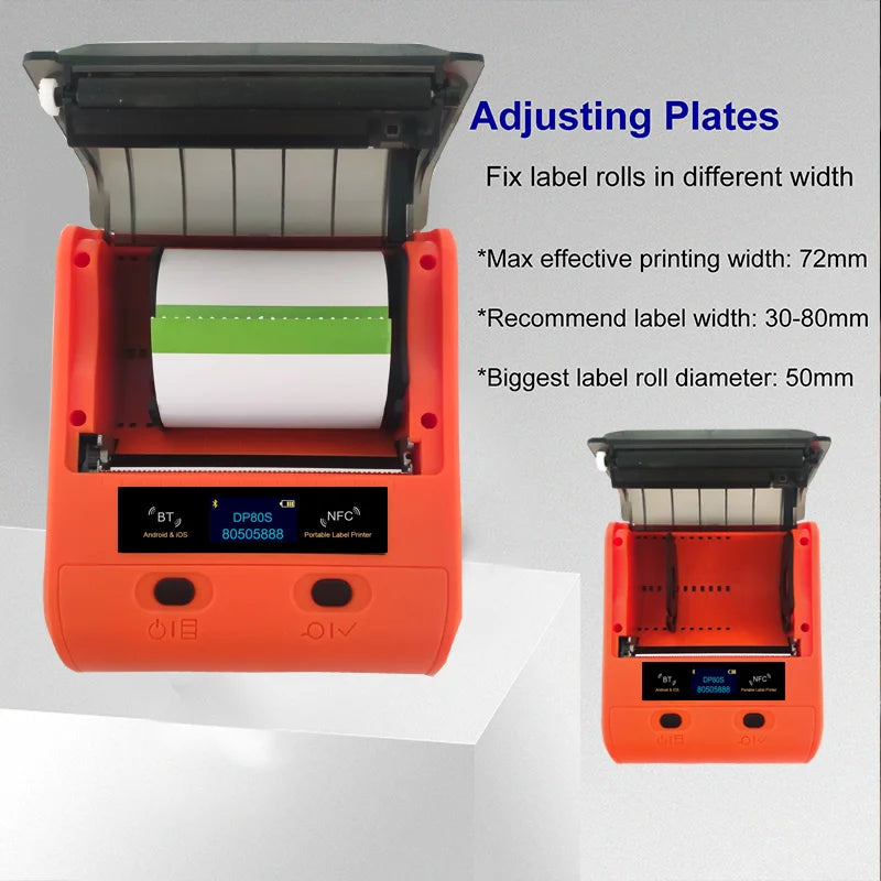 DETONGER DP80S 30-80mm Mini Thermal Printer BT | Barcode Label Sticker Maker Android iOS