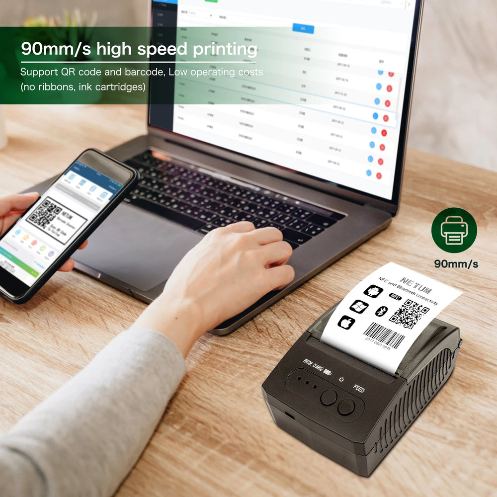 NETUM 1809 Mini 58mm Bluetooth Thermal Receipt Printer | Android iOS USB POS