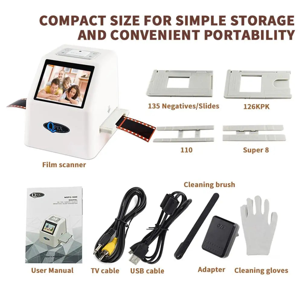 QPIX 35mm Film Scanner 22MP | Negative Slide 110 135 126KPK Digital Converter 2.4" LCD