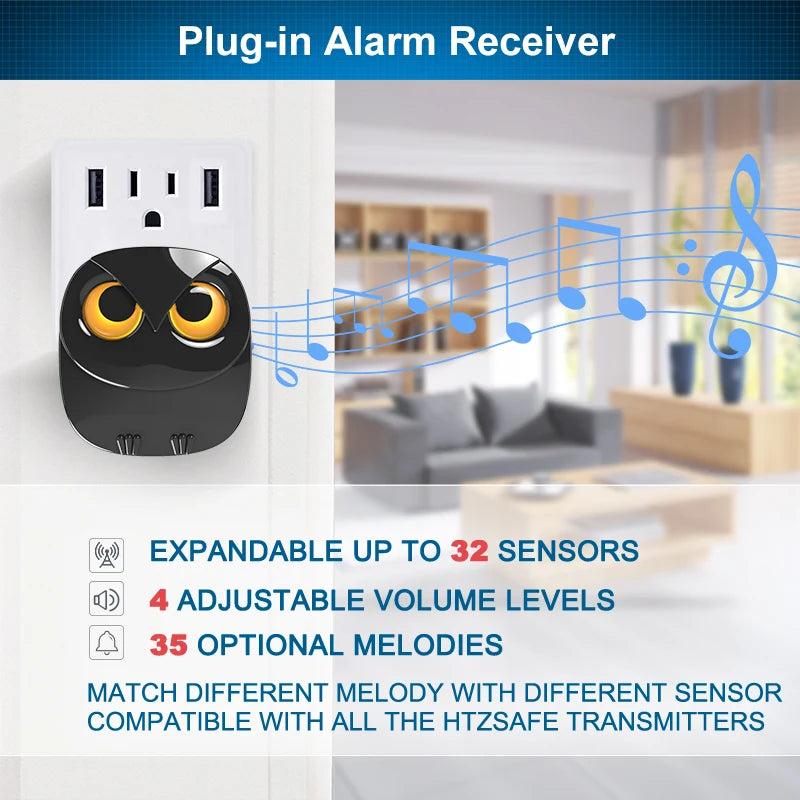 HTZSAFE Wireless Driveway Alarm System | Waterproof PIR Detector + Receiver