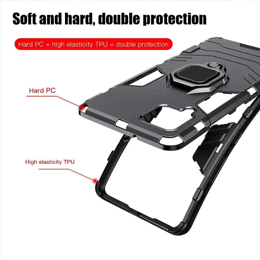 Amour Brave Shockproof Case Samsung Galaxy A Series | Magnetic Ring Stand Back Cover