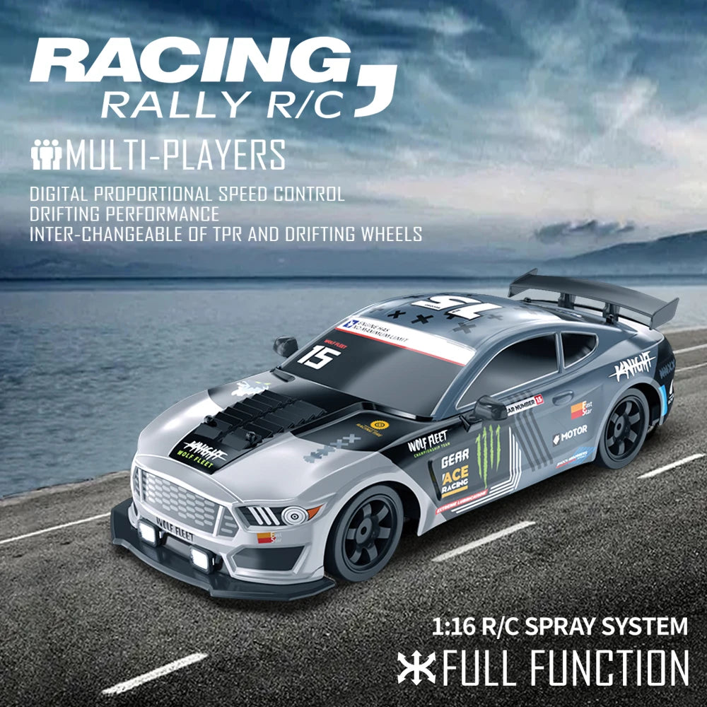 LKCOMO 2.4G 4WD RC Drift Car | LED Light Spray High Speed Model Vehicle Toy