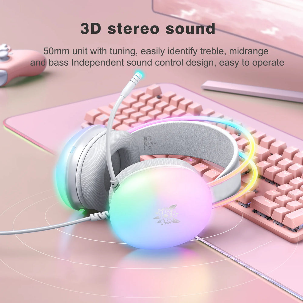 ONIKUMA Gaming Headset RGB Illuminated | Wired Noise Cancellation Mic Over-Ear