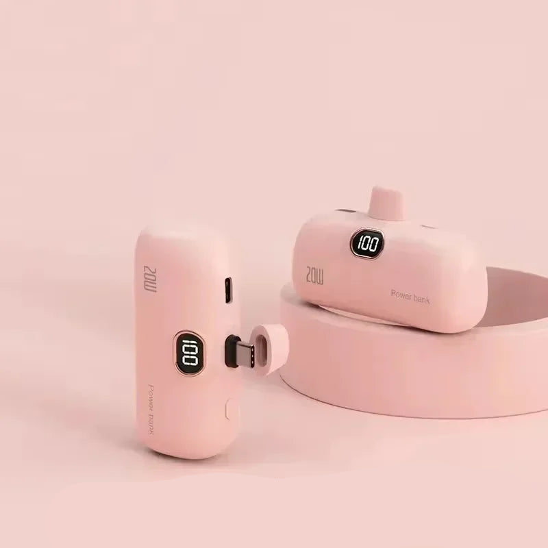 LIEI Mini Capsule Power Bank 5000/10000mAh | Built-In Cable Fast Charge iPhone Type-C