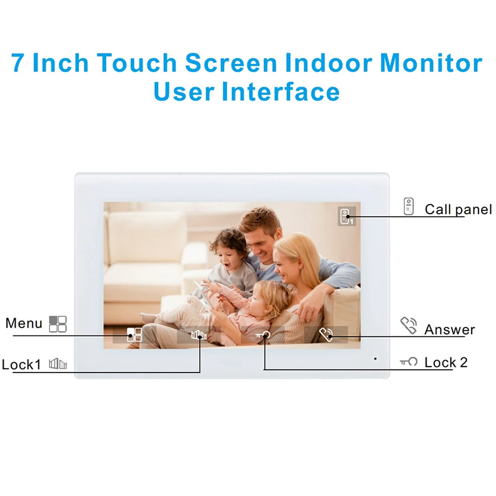 7" Video Intercom System | Colour Indoor Monitor Visual Doorphone Camera Kit