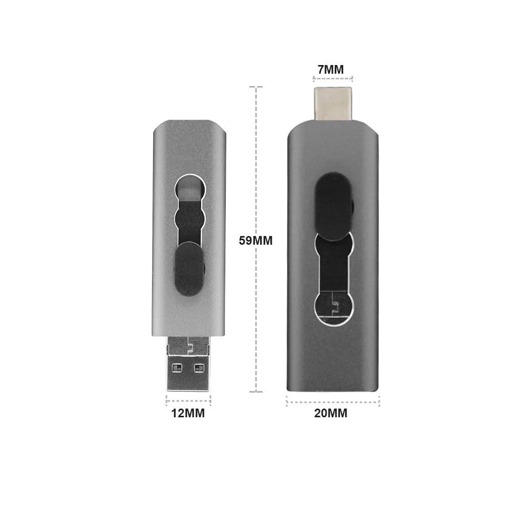 KFHIREW 3-in-1 OTG USB Flash Drive | USB 2.0 + Type-C + Micro USB | 8GB–128GB