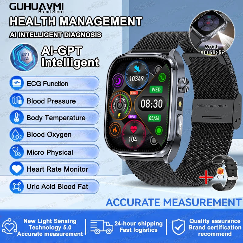 2025 ECG Smart Watch | Heart Health Blood Lipid Blood Pressure BT Call Analysis
