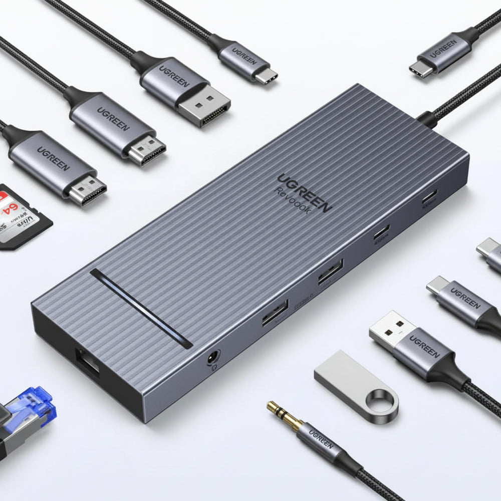 UGREEN 6-in-1 USB-C Hub DP 4K120Hz | 2×HDMI 4K60Hz SD TF RJ45 USB3.2 Gen2