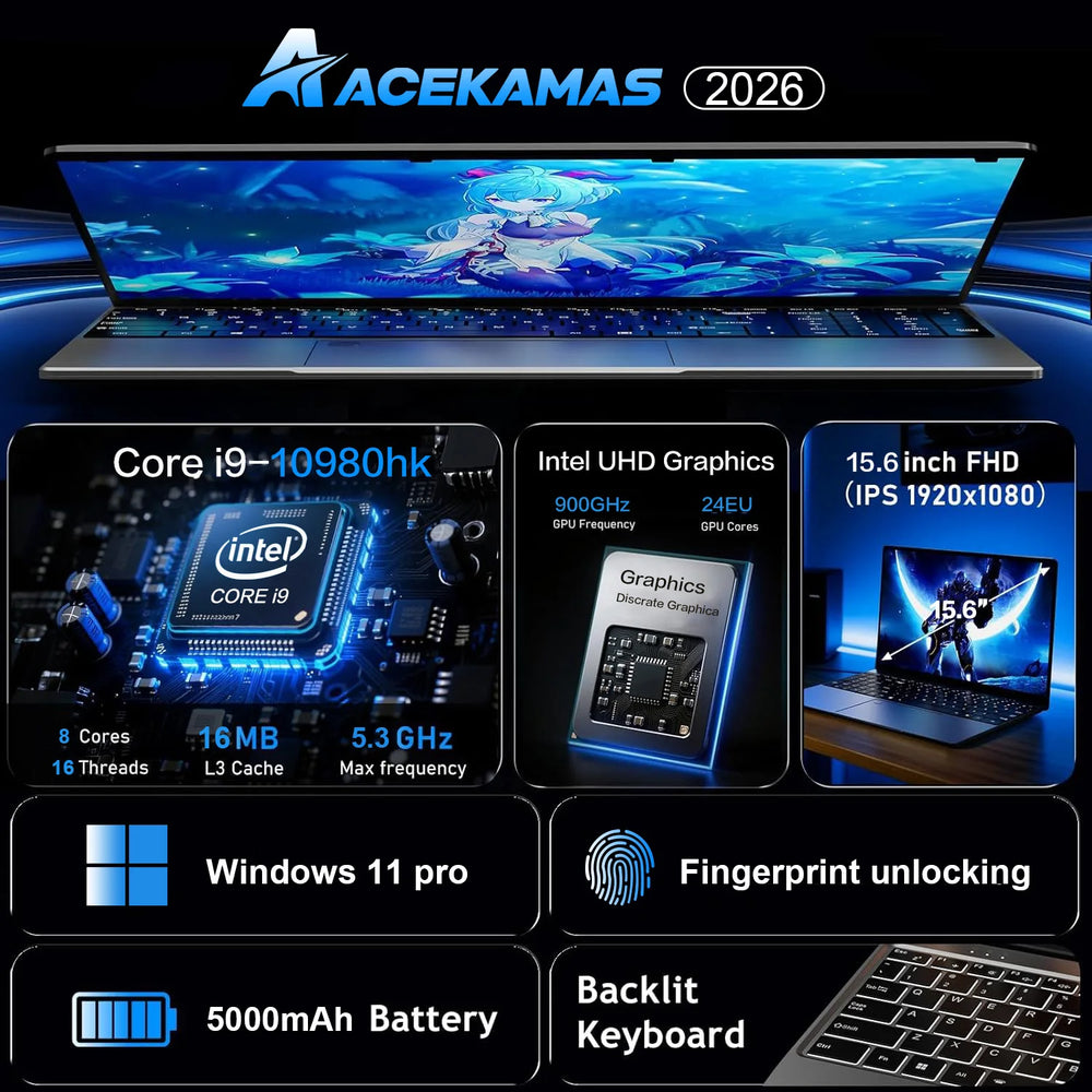 15.6" Gaming Laptop Intel Core i9-10980HK | IPS 1080P 16GB DDR4 1TB Fingerprint