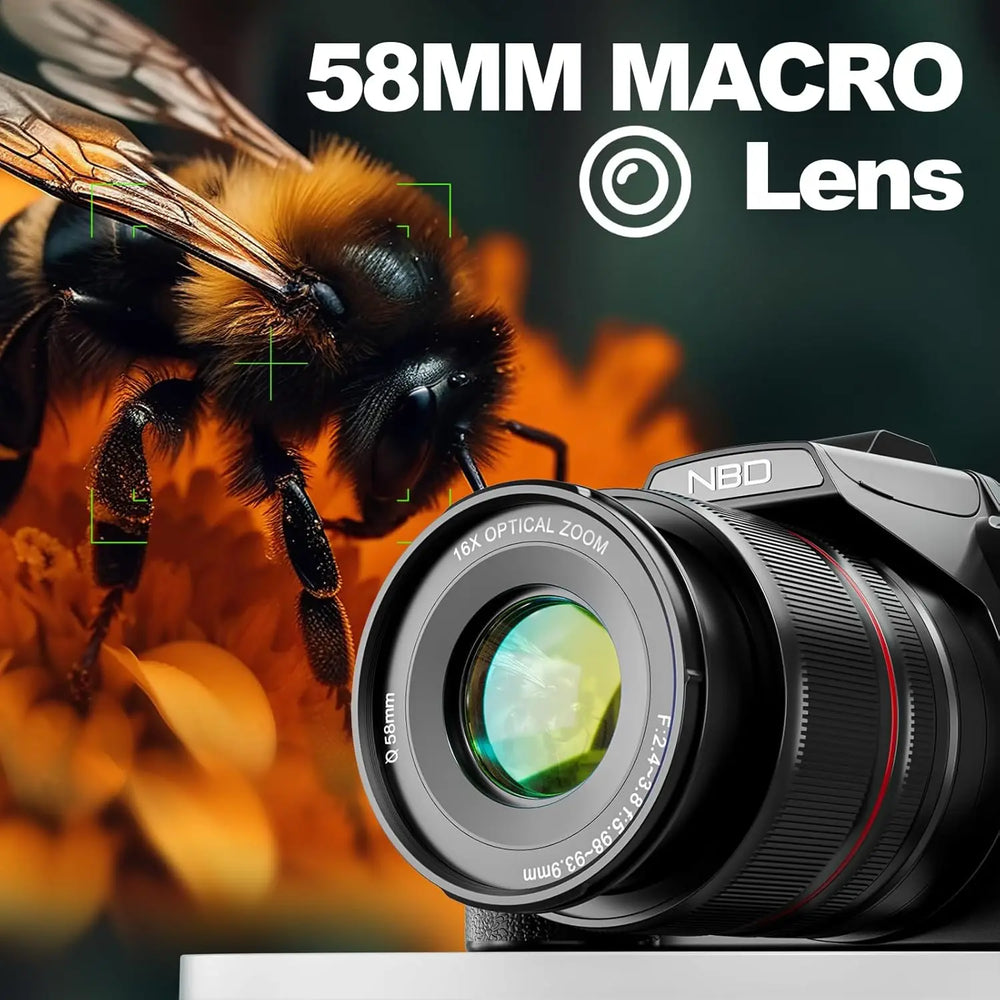 NBD 5K Digital Camera 16X Optical Zoom | WiFi App Control 180° Flip Screen Vlog