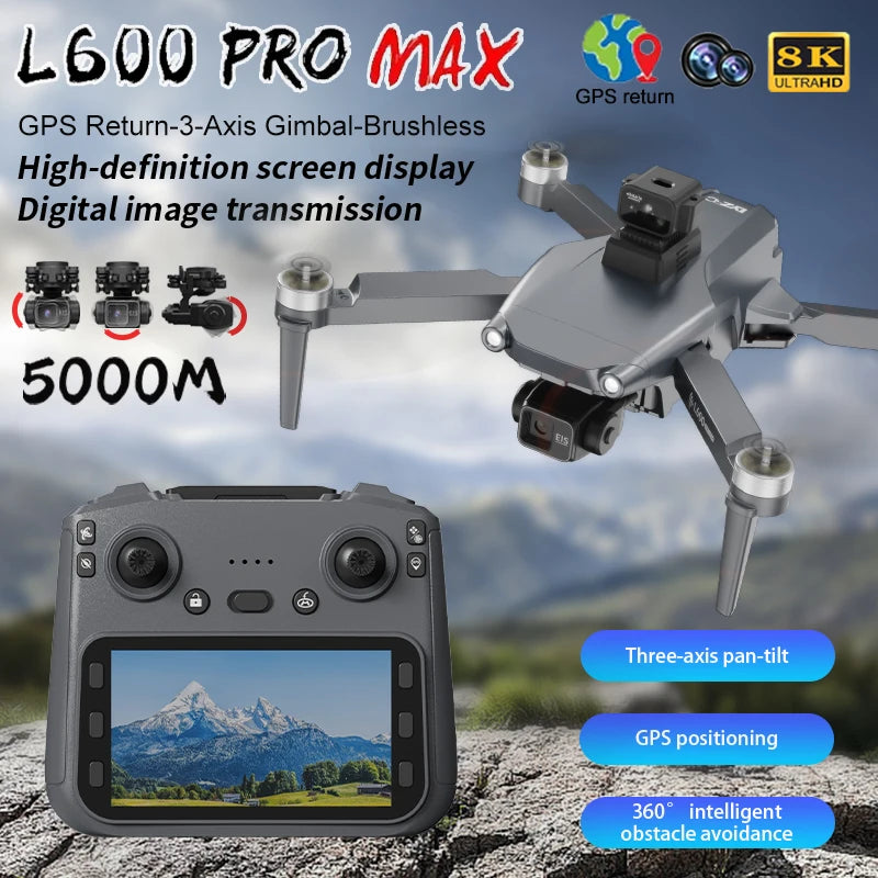 L600 Pro Max Drone 8K Camera 3-Axis Gimbal | 360° Obstacle Avoidance Brushless FPV
