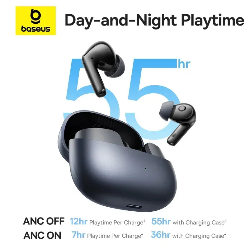 Baseus EP10 Pro ANC Earbuds BT 6.0 | 50dB LDAC Hi-Res 6 Mic IP55 Real-Time ANC