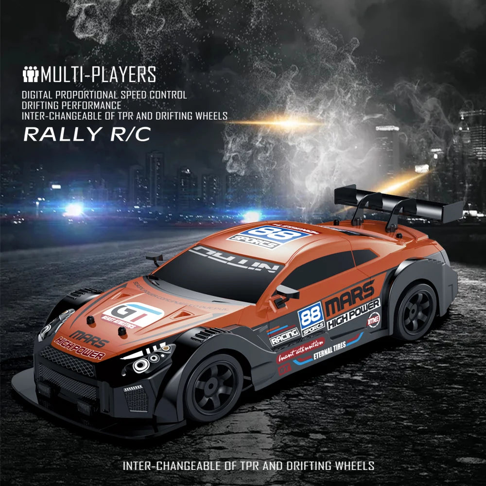 LKCOMO 2.4G 4WD RC Drift Car | LED Light Spray High Speed Model Vehicle Toy