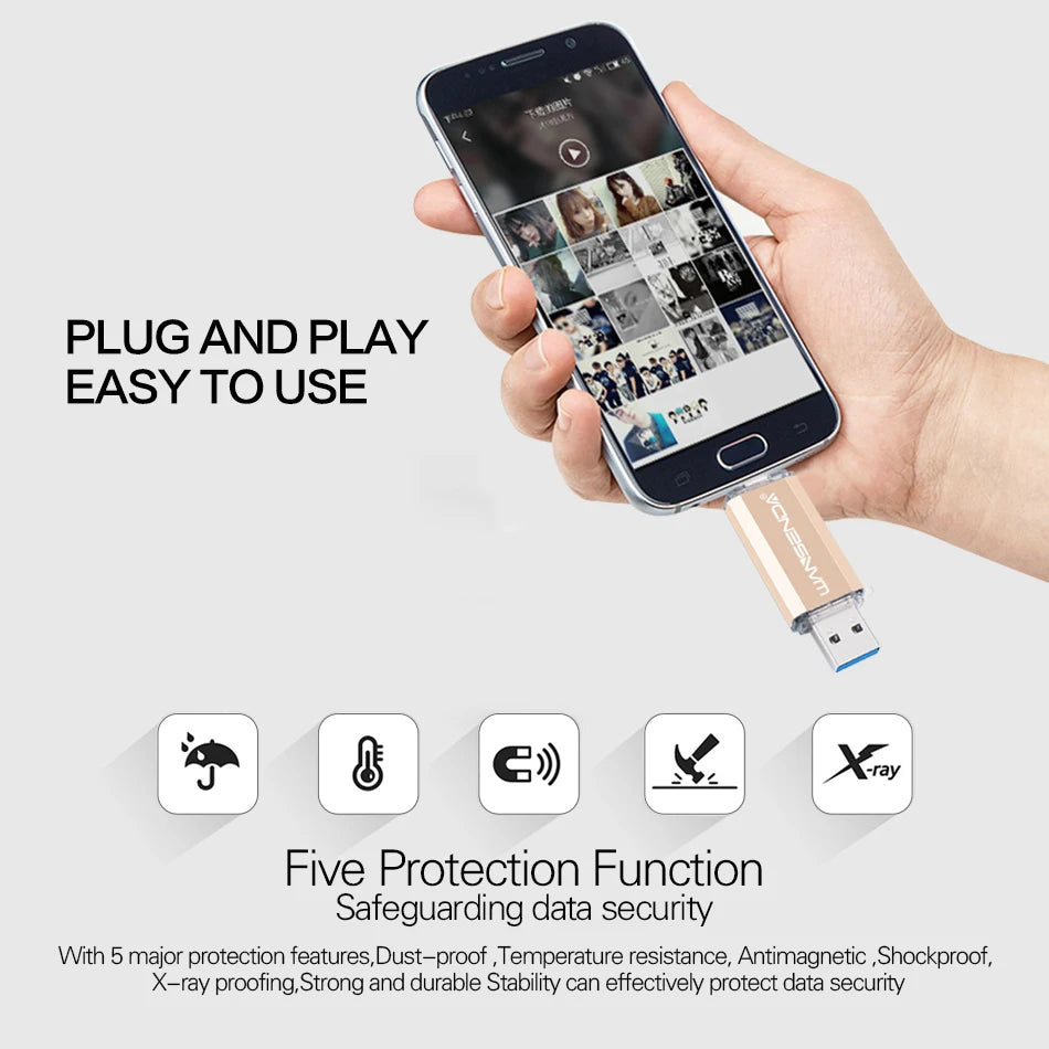 WANSENDA OTG Type-C USB 3.0 Flash Drive | 16GB–512GB Pen Drive for USB-C Devices