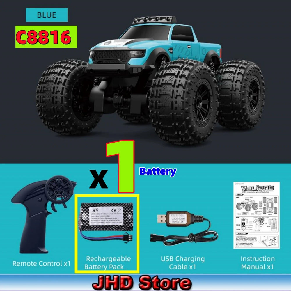 JJRC C8816 Amphibious RC Car 4WD 2025 | LED Off-Road Climbing Monster Truck Bigfoot