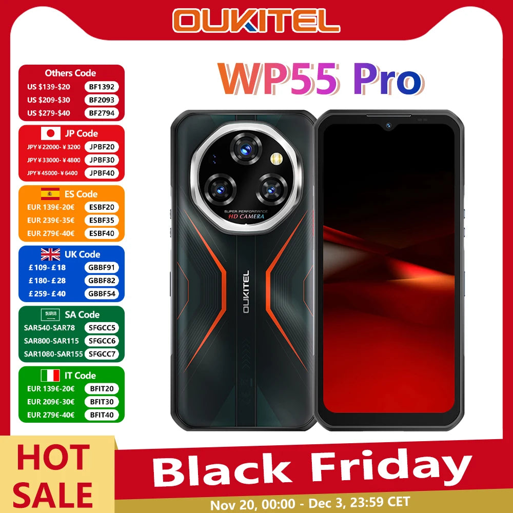 Oukitel WP55 Pro 5G Rugged Phone | 48GB+512GB 11000mAh 33W 108MP 6.6" FHD+
