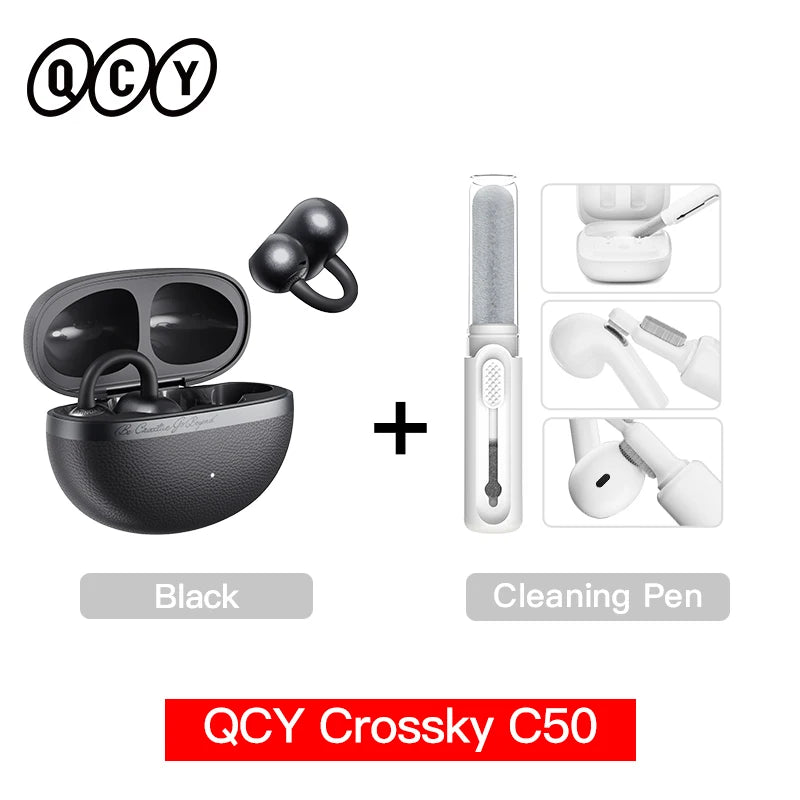 QCY Crossky C50 Open Ear Clip-On Earbuds BT 6.0 | 4 Mic AI Call Bass Boost Sport