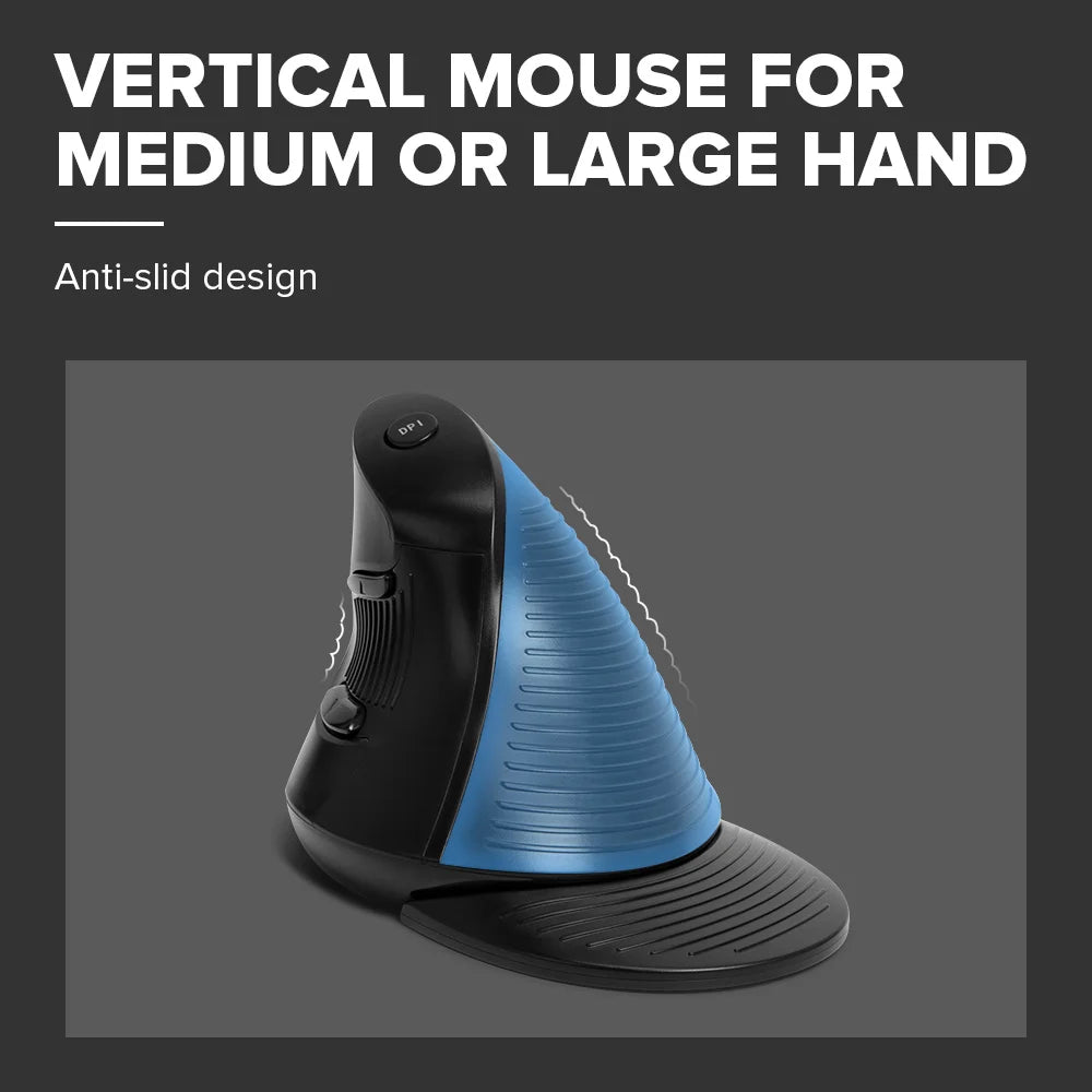 Delux M618 BU Ergonomic Vertical Mouse | 6 Buttons 800/1200/1600 DPI + Wrist Mat