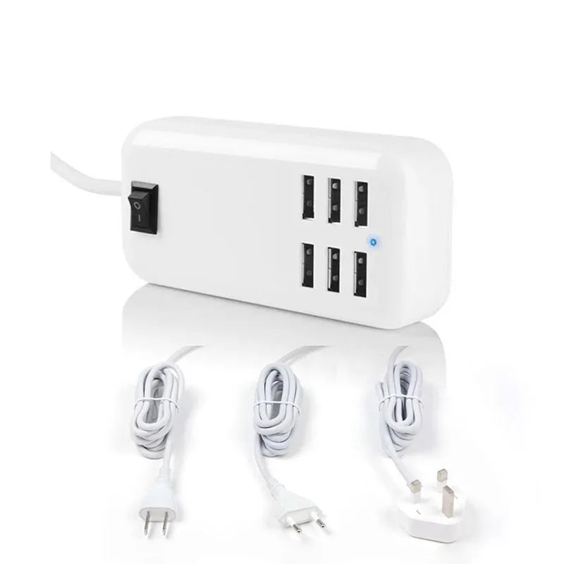 Wsellda 6-Port USB Wall Charger Hub 5V 3A | EU/US Plug iPhone iPad Samsung