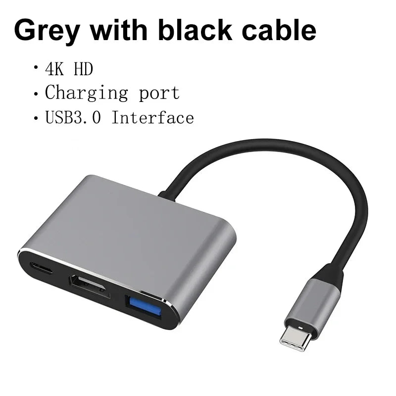3-in-1 USB-C to HDMI Adapter | USB 3.1 Hub + Type-C Charging Samsung Huawei MacBook