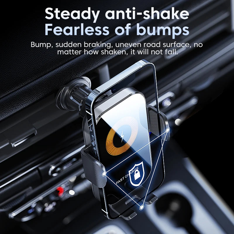 Universal 15W Car Wireless Charger Mount | Auto-Sensing Phone Holder iPhone Samsung