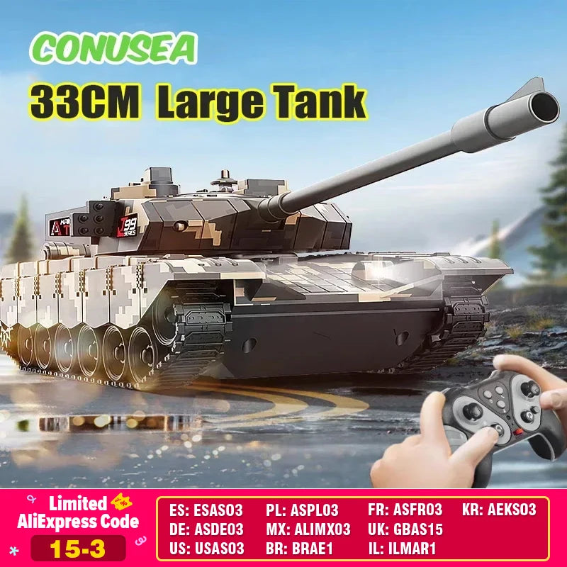 CONUSEA 33cm RC War Tank | Crawler Battle Vehicle Electric Model CE Certified Toy