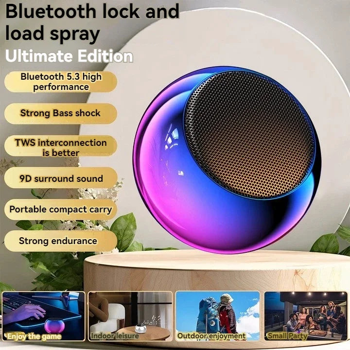 Steel Gun Metal Mini Bluetooth Speaker | Portable Heavy Subwoofer Home Office