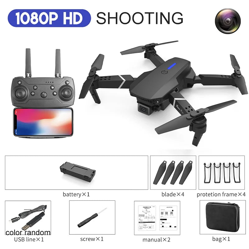 E88 Pro RC Drone 4K + 1080P Dual Camera | WiFi FPV Foldable Height Hold 2024