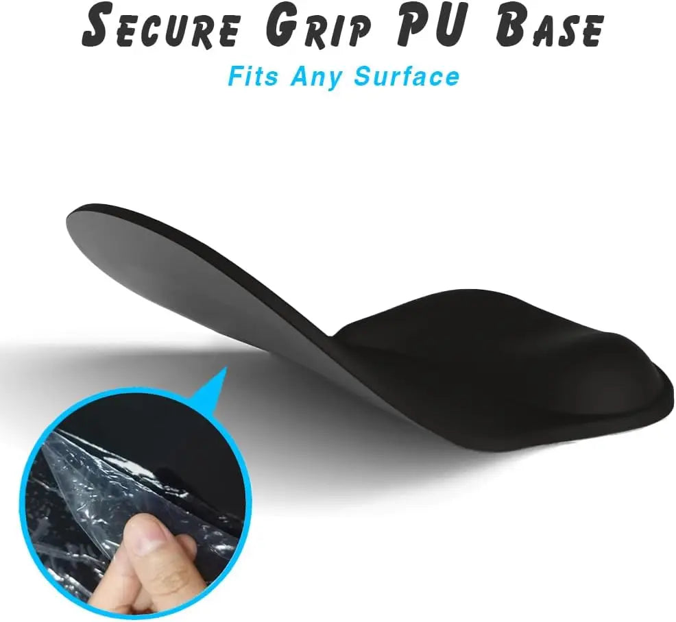 Ergonomic Mouse Pad with Gel Wrist Rest | Non-Slip PU Base Pain Relief Support