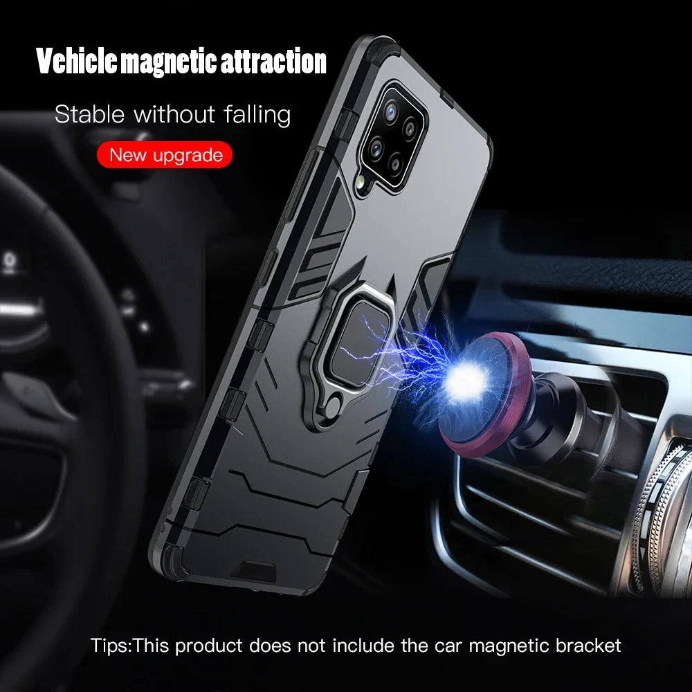 Amour Brave Shockproof Case Samsung Galaxy A Series | Magnetic Ring Stand Back Cover