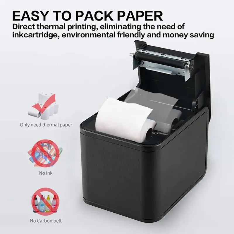 Xprinter 80mm Thermal POS Receipt Printer USB+LAN | Auto Cutter Kitchen + 1 Roll Paper