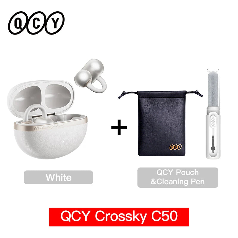 QCY Crossky C50 Open Ear Clip-On Earbuds BT 6.0 | 4 Mic AI Call Bass Boost Sport