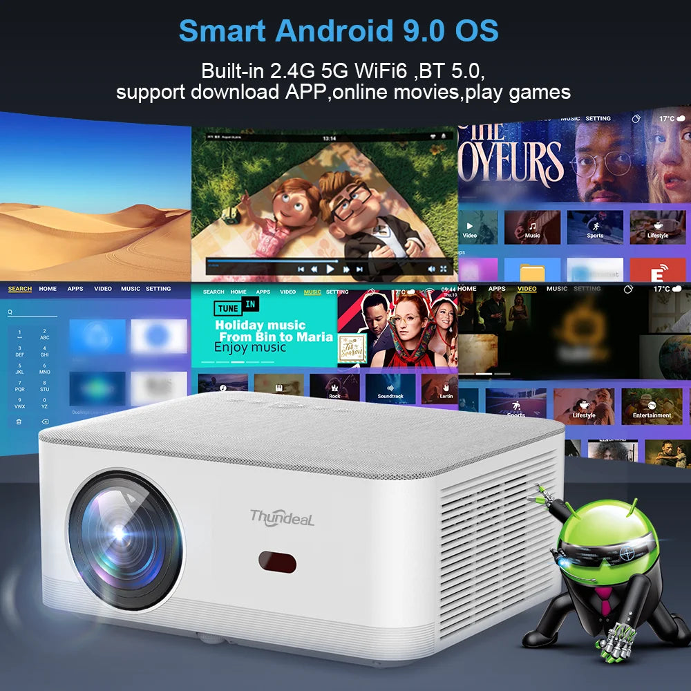 ThundeaL TD92 Pro Portable Projector 1100ANSI | FHD 1080P 4K WiFi Android 3D