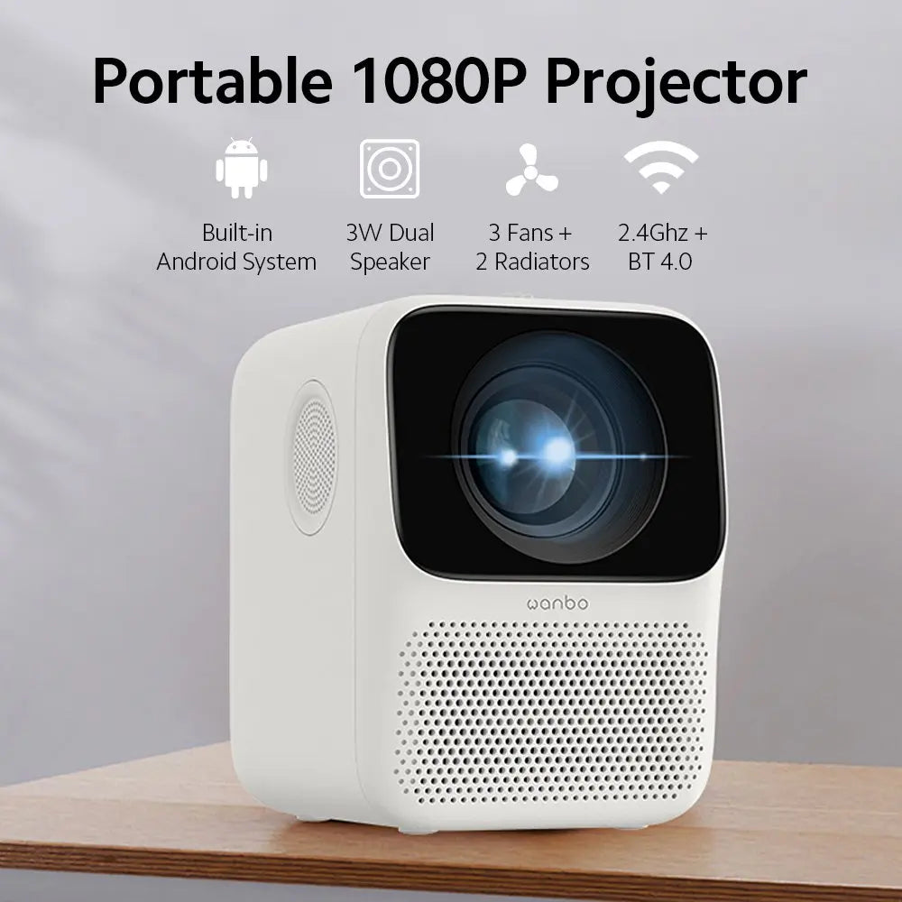 Wanbo T2 MAX Portable Mini Projector | LCD Bluetooth 1080P Vertical Correction Full HD
