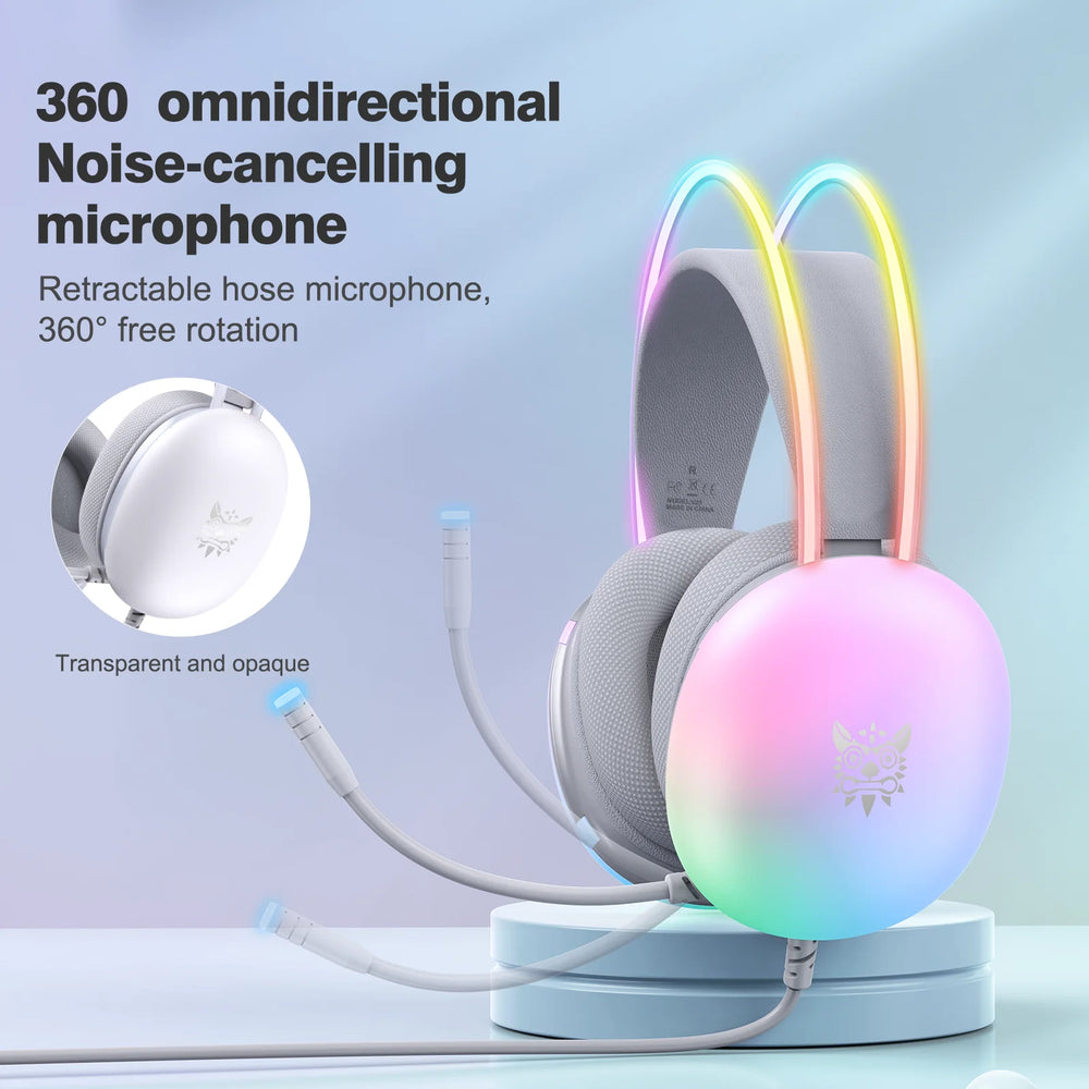 ONIKUMA Gaming Headset RGB Illuminated | Wired Noise Cancellation Mic Over-Ear