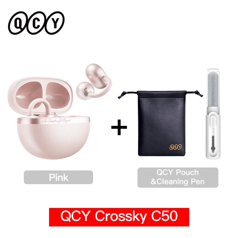QCY Crossky C50 Open Ear Clip-On Earbuds BT 6.0 | 4 Mic AI Call Bass Boost Sport