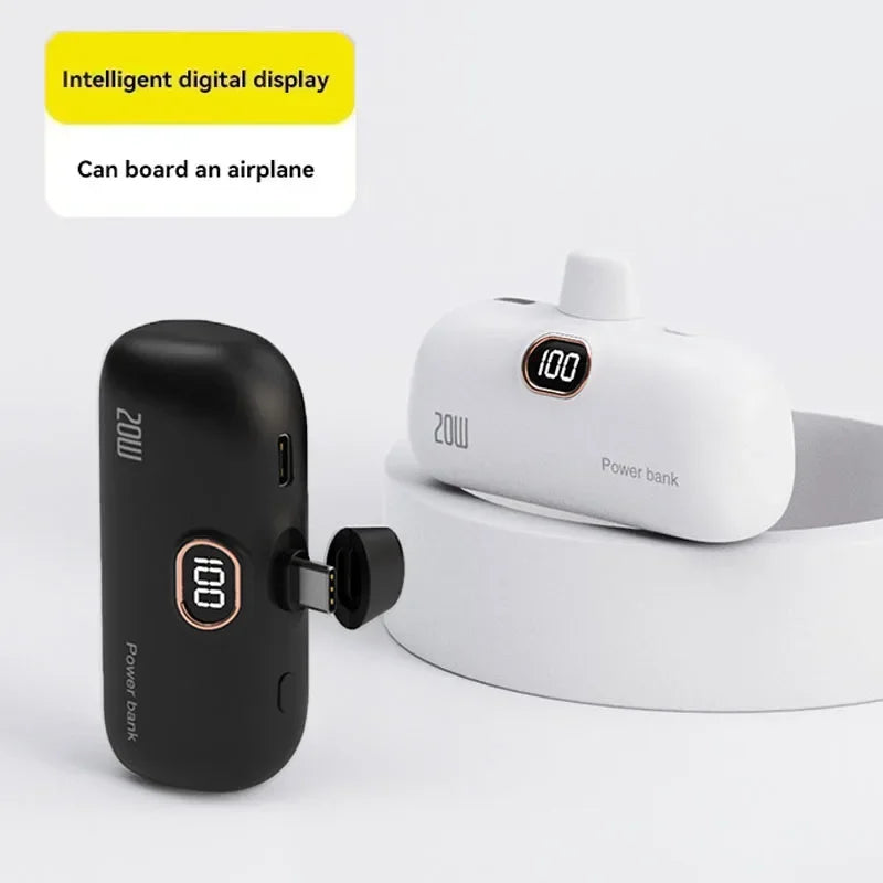 LIEI Mini Capsule Power Bank 5000/10000mAh | Built-In Cable Fast Charge iPhone Type-C