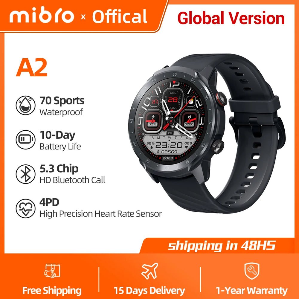 Mibro A2 Global Smartwatch 1.39" HD | 2ATM Fitness Monitoring Sport Men Women