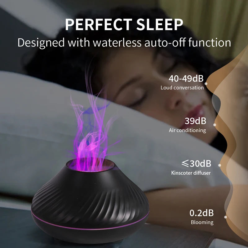 KINSCOTER Volcanic Aroma Diffuser 130ml | USB Humidifier Colour Flame Night Light