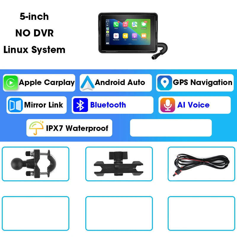 JMCQ 5"/7" Motorcycle GPS Navigator 2K DVR | Wireless CarPlay Android Auto Waterproof