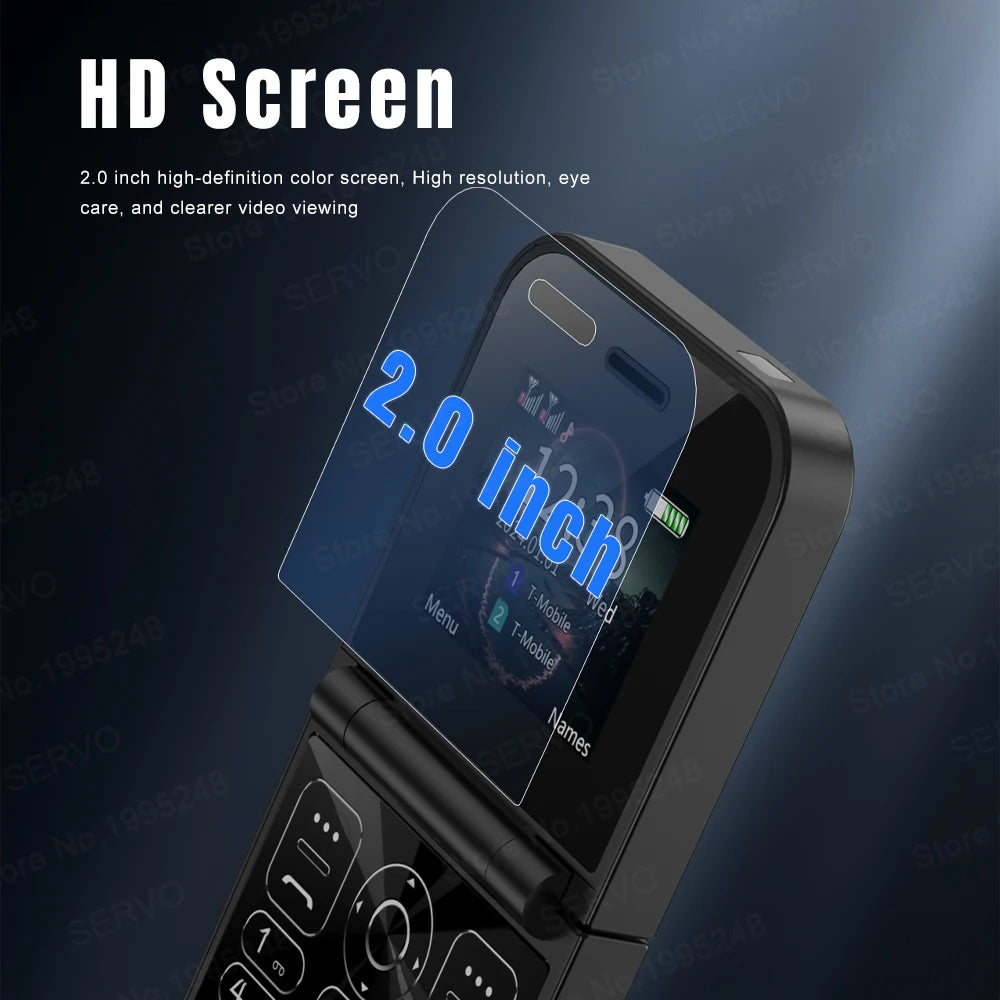 SERVO F15 Mini Flip Phone 2G GSM | 2.0" Dual SIM Speed Dial Magic Voice Fold