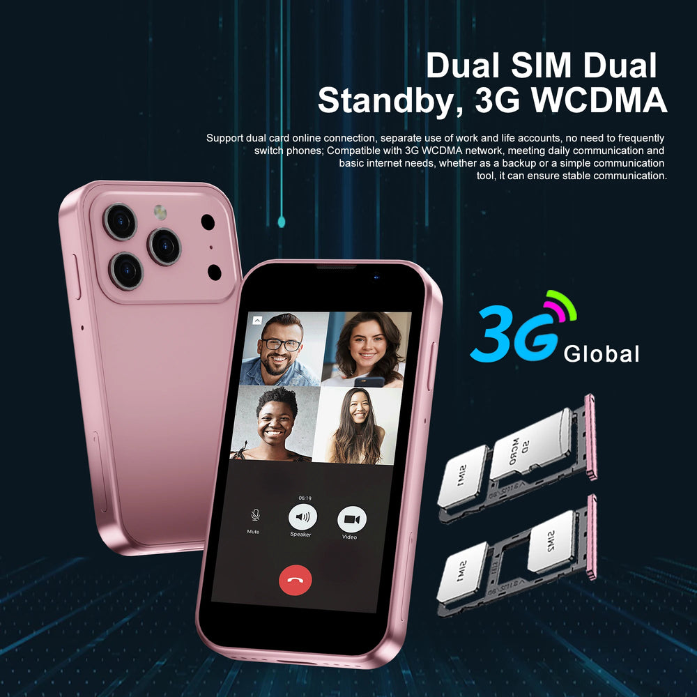 SERVO Mini Smartphone 3.0" HD | 2GB+16GB 3G GPS Face Unlock Android 9 Pocket Phone